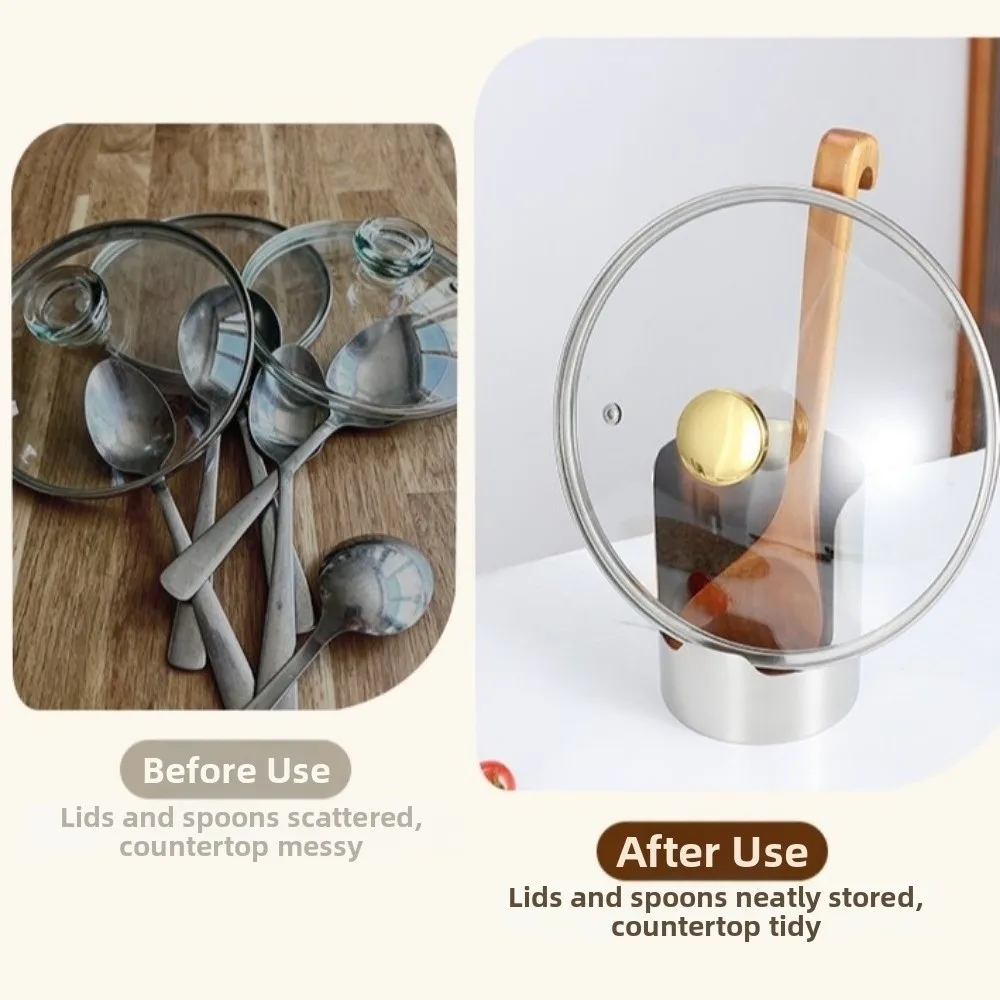 Stable Stainless Steel Spoon Holder Heat-Resistant Easy To Clean Spatula Holder Stainless Steel Soup Spoon Rack Dinning Table