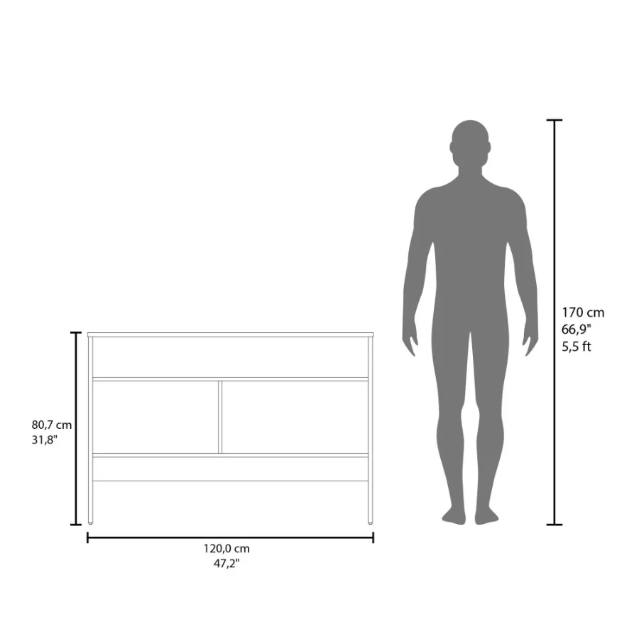 طاولة كونسول بيلاس من الميلامين مع بابين وتخزين مفتوح باللون الأسود #3