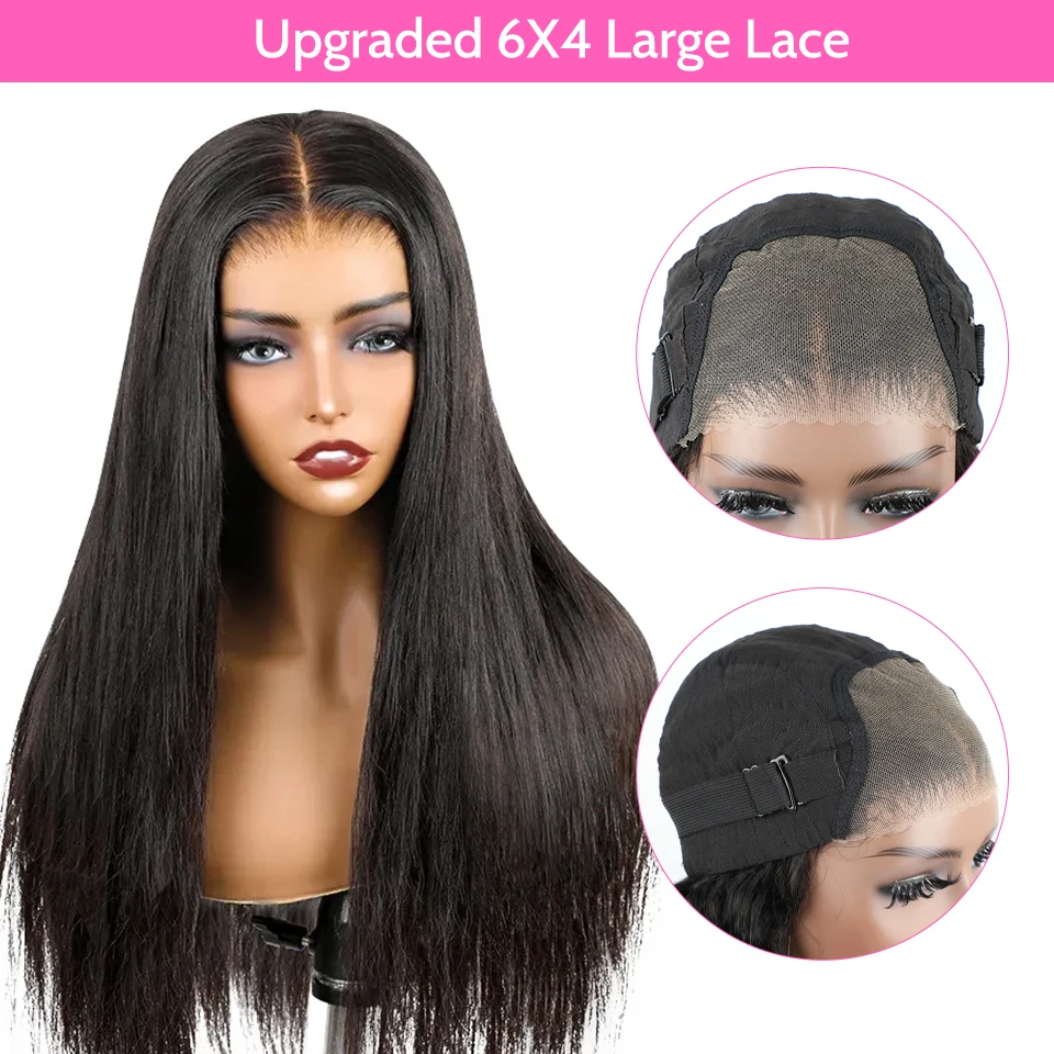 6X4 HD Lace Front Glueless Wig Human Hair Straight display picture 1