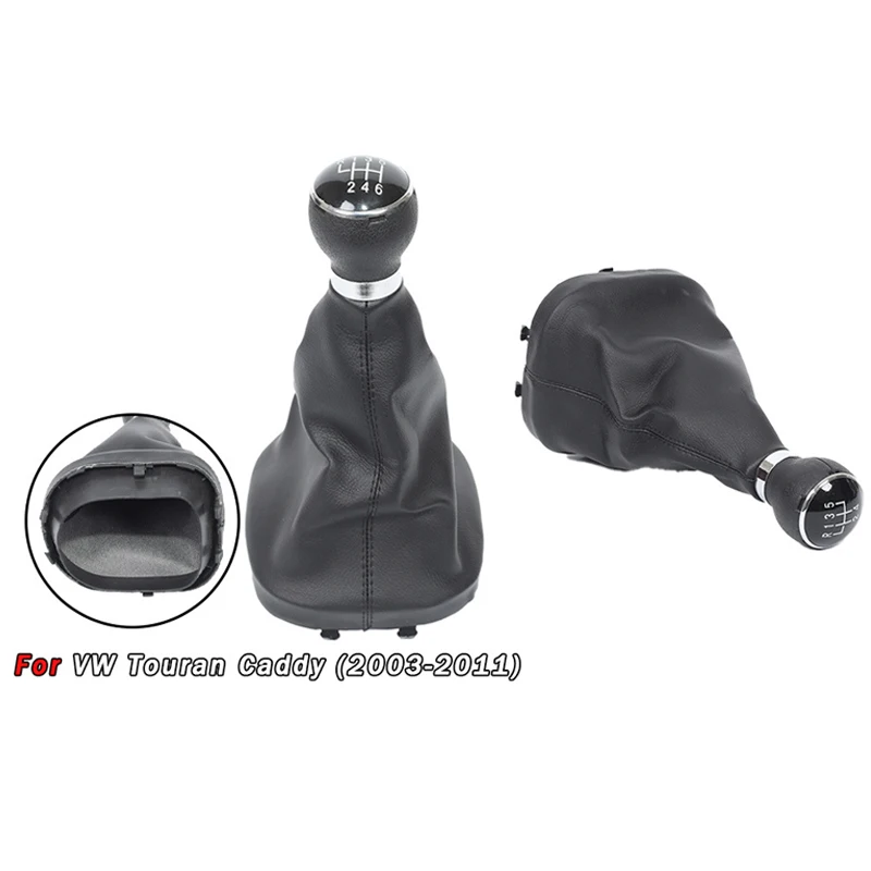 

5/6 Speed Integrated Gear Shift Knob & Dust Boot for VW Touran Caddy 2003-2011 - Transmission Lever Gaiter, Durable Accessories