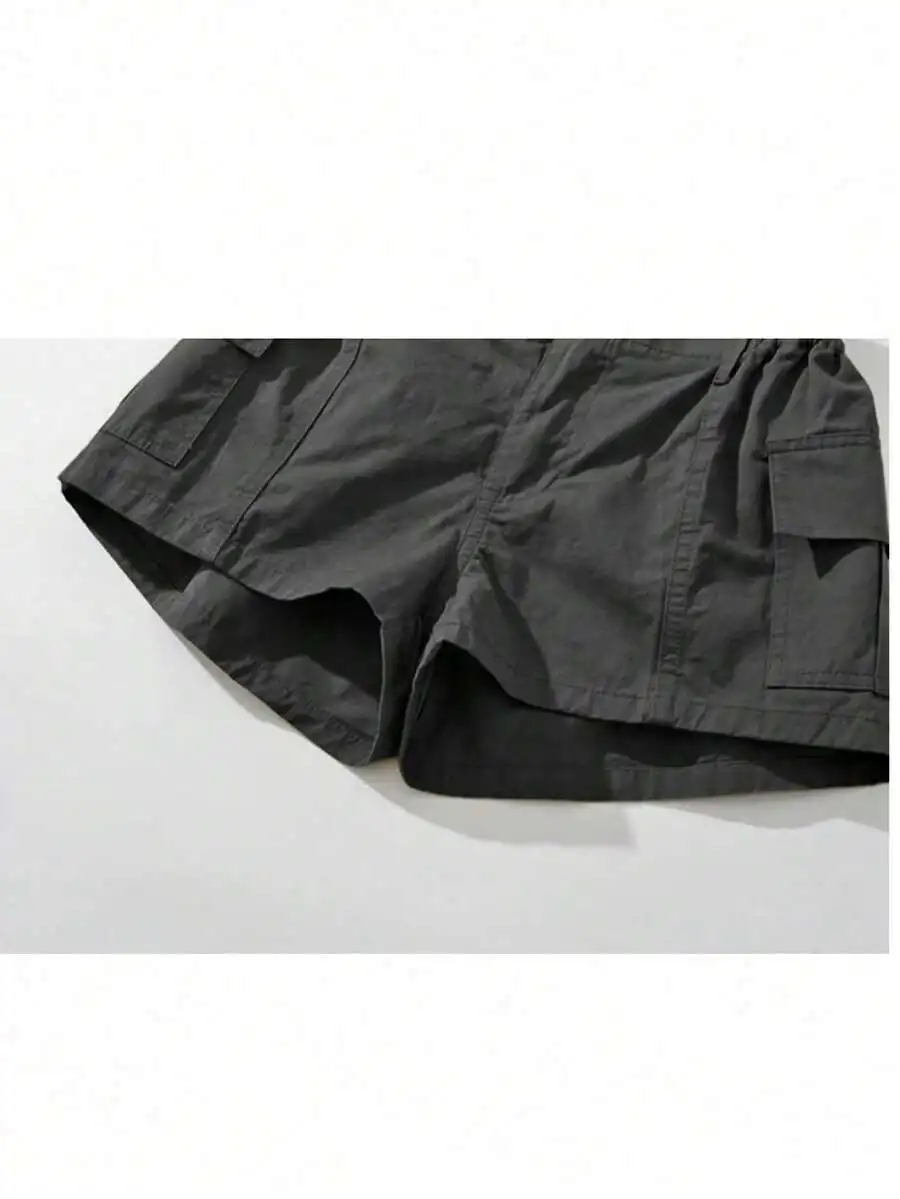 

Casual Elastic Waist Cargo Shorts For Women Summer Daily Outdoor Comfortable Black