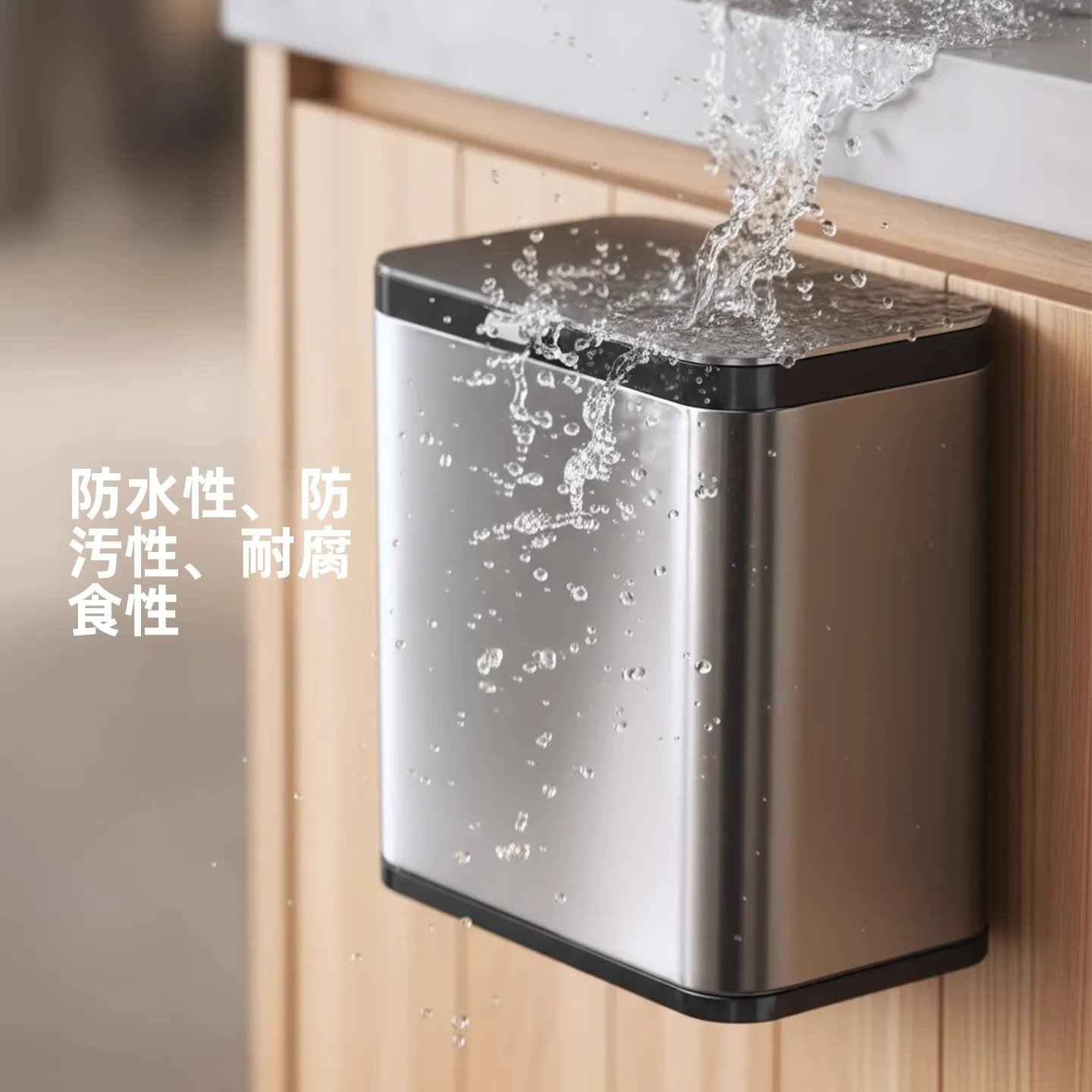 Stainl Steel Kitchen Batoom Waste Bin Door Hanging pe No Punching Storage Buet High Aesthetic Value Home Use