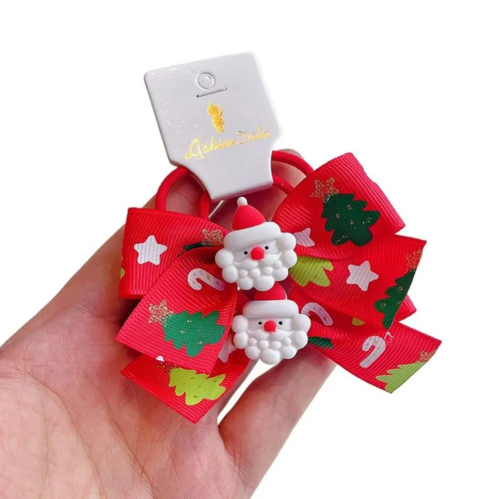 Campanas de Papá Noel, tocado coreano, regalo de Navidad, lazo de conejo, banda de goma, cuerda para el cabello de Navidad, banda para el cabello para niños, Anillo para el cabello de Navidad