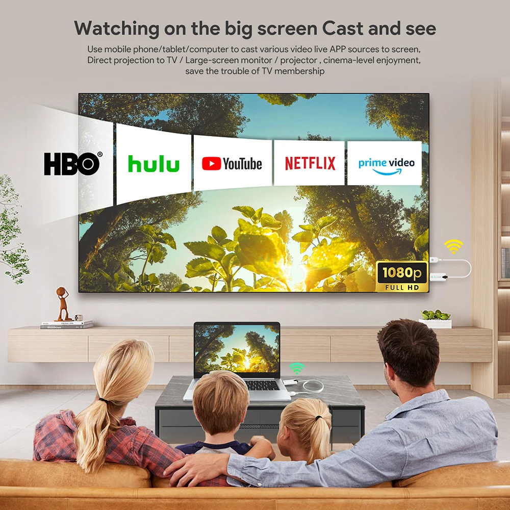 

Беспроводной HDMI-совместимый видеопередатчик-приемник 1080P, донгл для беспроводного подключения, AV-адаптер для ПК, ноутбука и телевизора