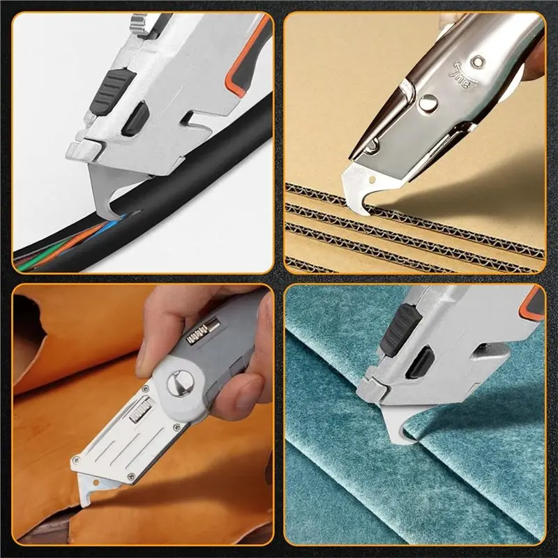 A92P Cutting Carpets, For Wallpapers, Roofing& Industrial Material- 50PCS Safety Horn Knife Blades, Utility Hook Blades Set