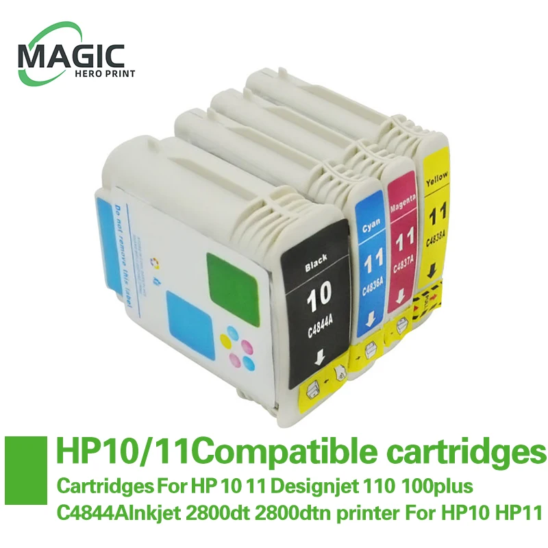 1Set NEW Compatible ink cartridges For HP 10 11 Designjet 110 100plus C4844A Inkjet 2800dt 2800dtn printer For HP10  HP11 INK