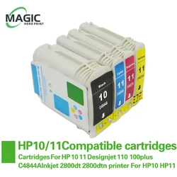 1Set NEW Compatible ink cartridges For HP 10 11 Designjet 110 100plus C4844A Inkjet 2800dt 2800dtn printer For HP10  HP11 INK