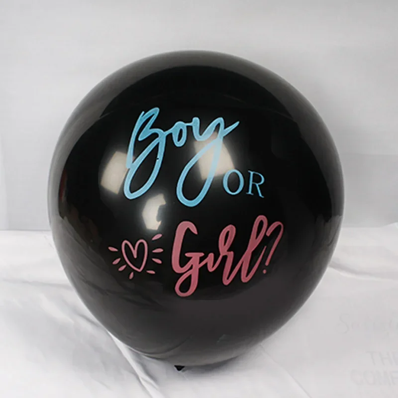 36-inch Giant Black Gender Reveals Balloon Boy or Girl Boys and Girls Large Latex Balloons Gender Show Party Decoration Supplies