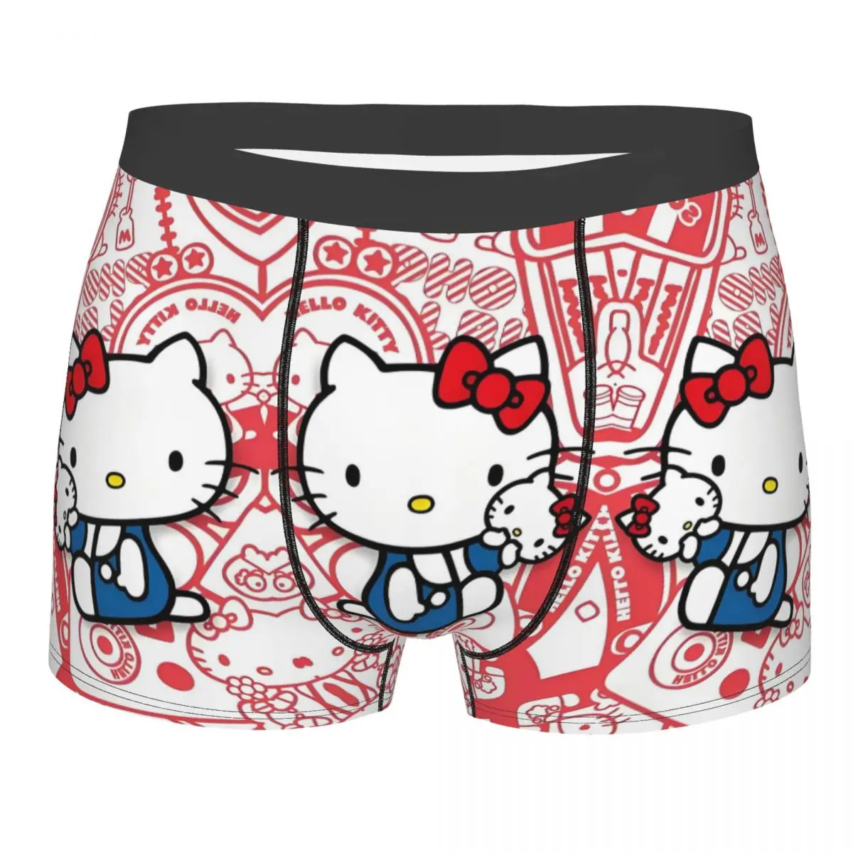 

Пользовательские боксеры Hello Kitty, мужские классические трусы с принтом, нижнее белье, новинка, трусы