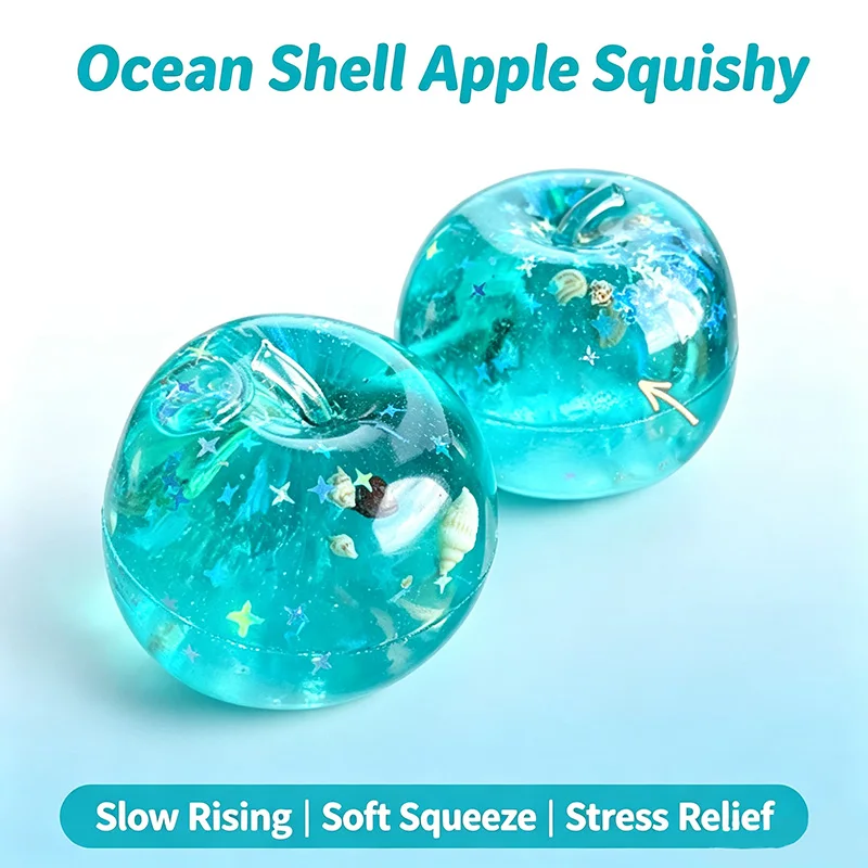 Ocean Shell Apple Shape Slowly Rebound Maltose Squeezed Toy Explosive Kneading Decompression Pink Red Sky Blue Stress Ball Gifts