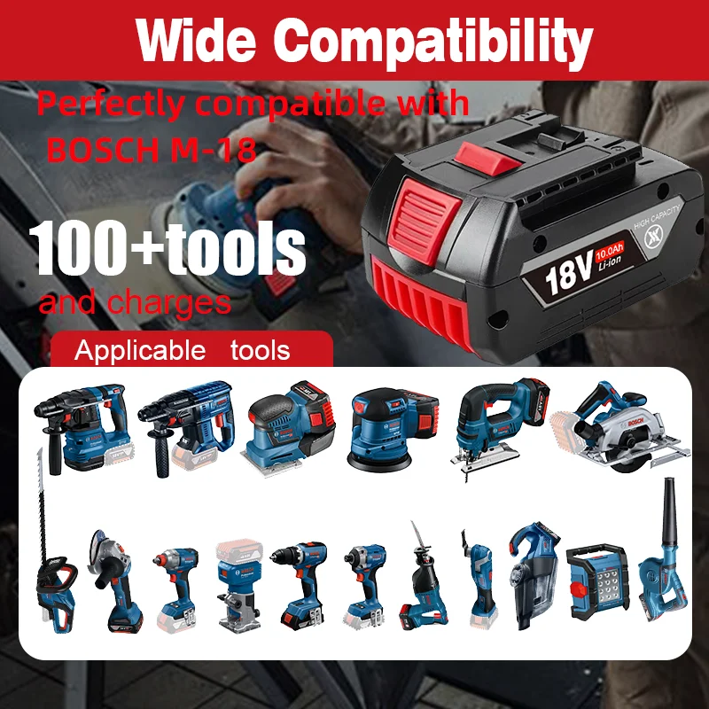 Nové pro BOSCH 18V 10.0AH profesionální lithium-iontová baterie Bosch BAT609 BAT609G BAT618 BAT618G dobíjecí baterie pro elektrické nářadí - náhled 6