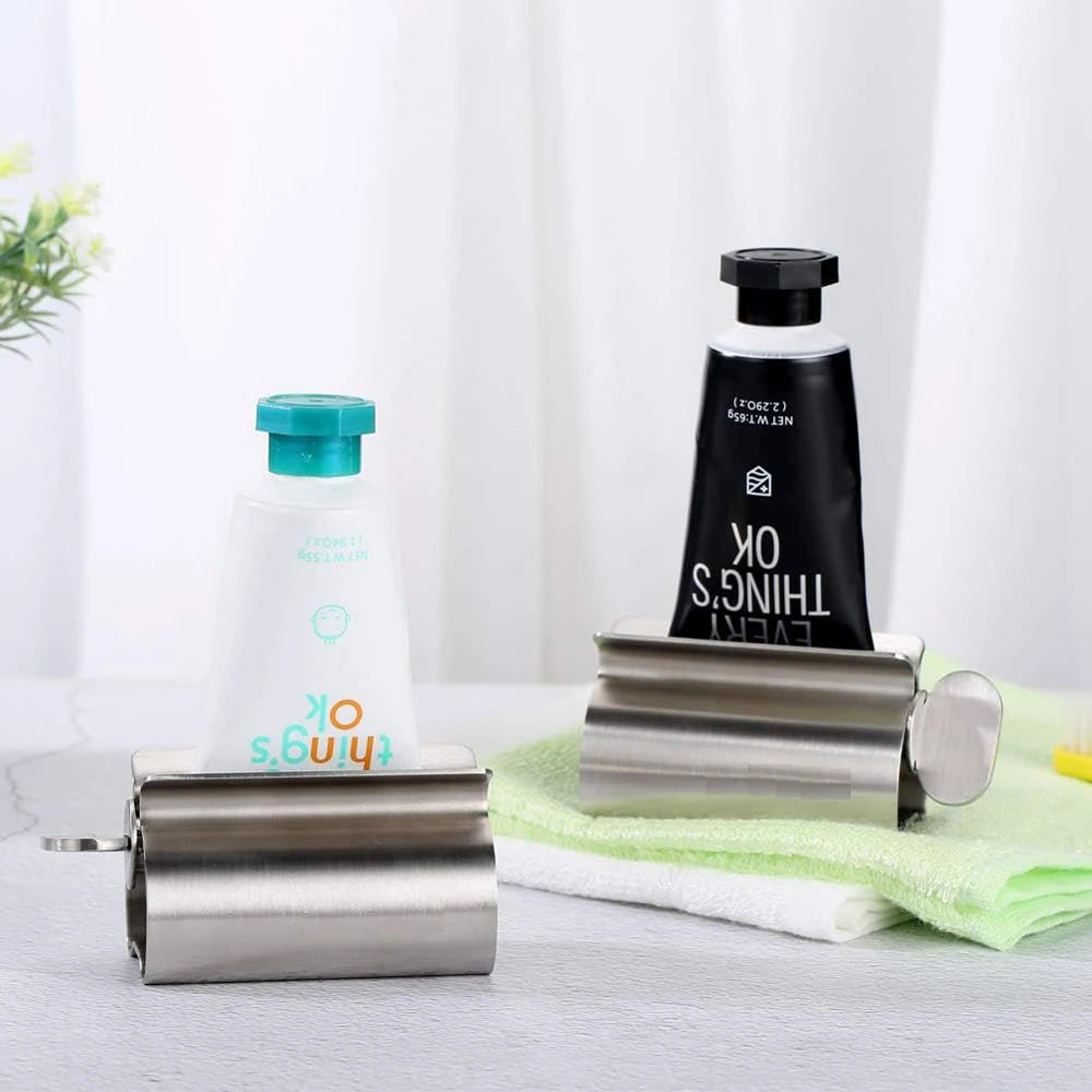 

Bathroom Accessories Toothpaste Squeezer Tube Roller Stainless Steel Wringer Roller Rotate Dispenser for Ointments Cosmetics