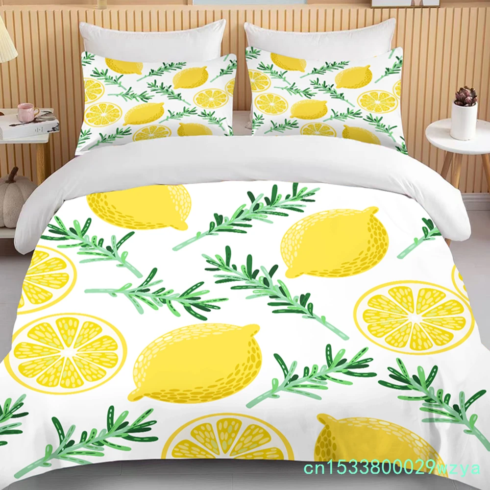 10 Sizes Fruit Pattern Bedding Three Piece Set King Size Double Bedding Set Microfiber Duvet Cover Set  Queen Duvet Cover Set