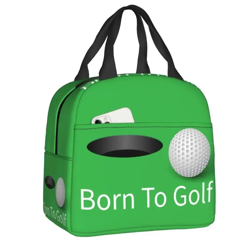 Born To Golf Ball Lunch Bag Women Thermal Cooler Insulated  Container Box for Children School Work Food Picnic Tote Bags