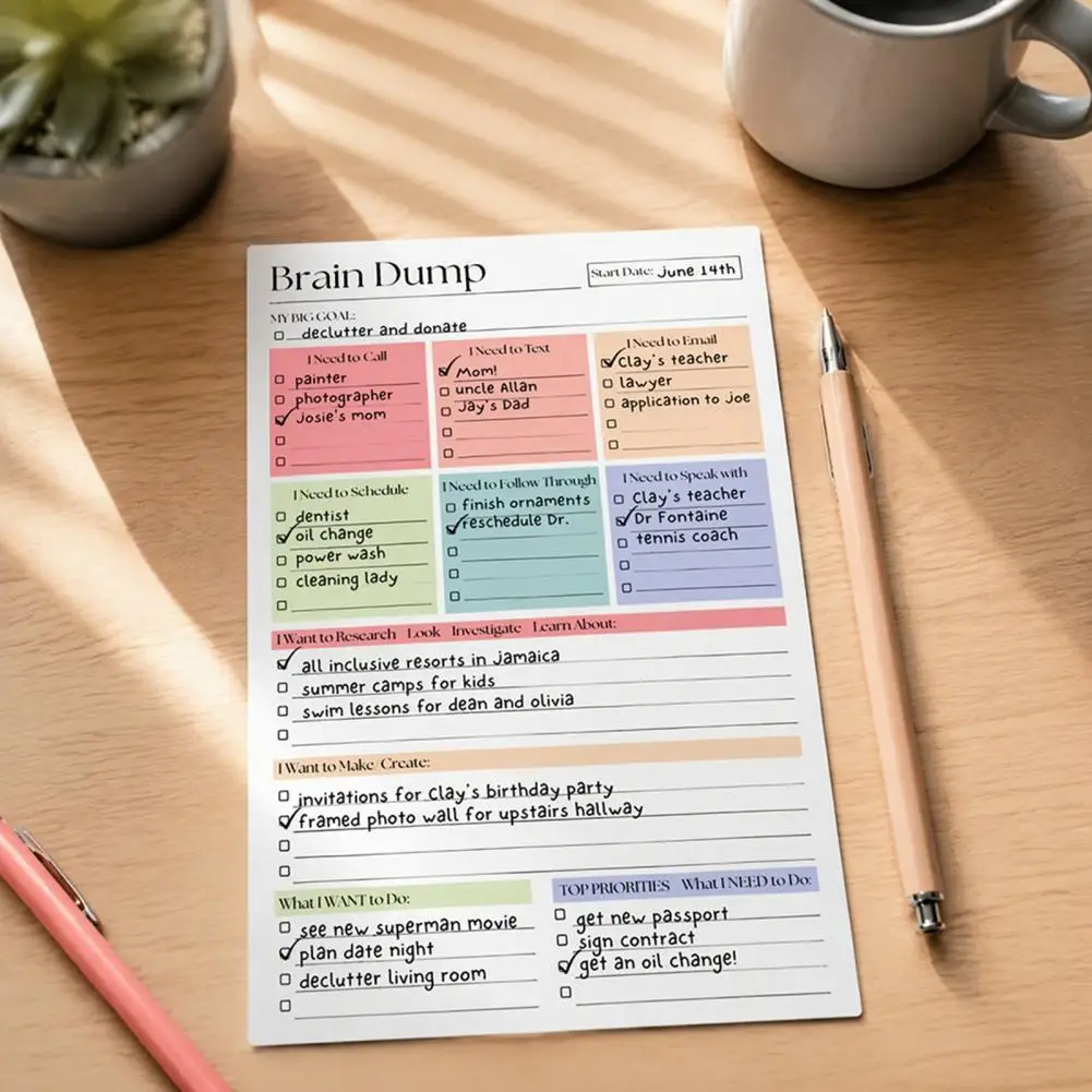 A5 Planner Notebook A5 To-do List Notebook with 50 Pages Planner Brain Dump Journal Sturdy Binding for Scheduling for Students
