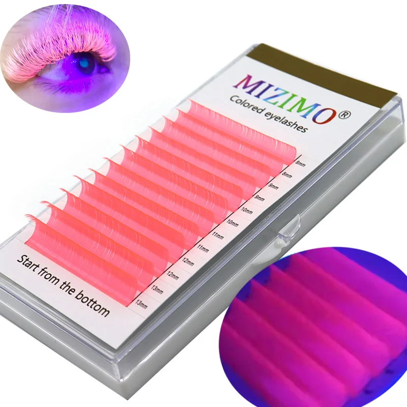 New  UV Neon Eyelash Extension Glow In The Dark Lashes Fluorescent Bright Colorful Bulk Classic For Individual Lash Extensions