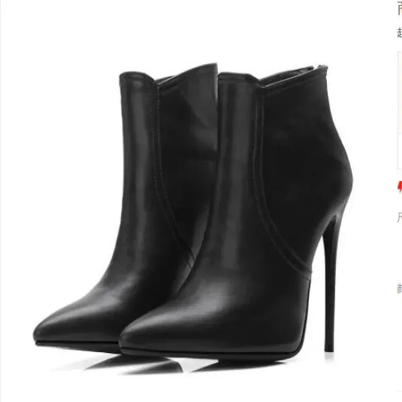 

Brand Women Ankle Boots Spring Autumn Fashion Pointed Toe Ladies Shoes High Heels Sexy Nightclub Boots Gray Black Large Size