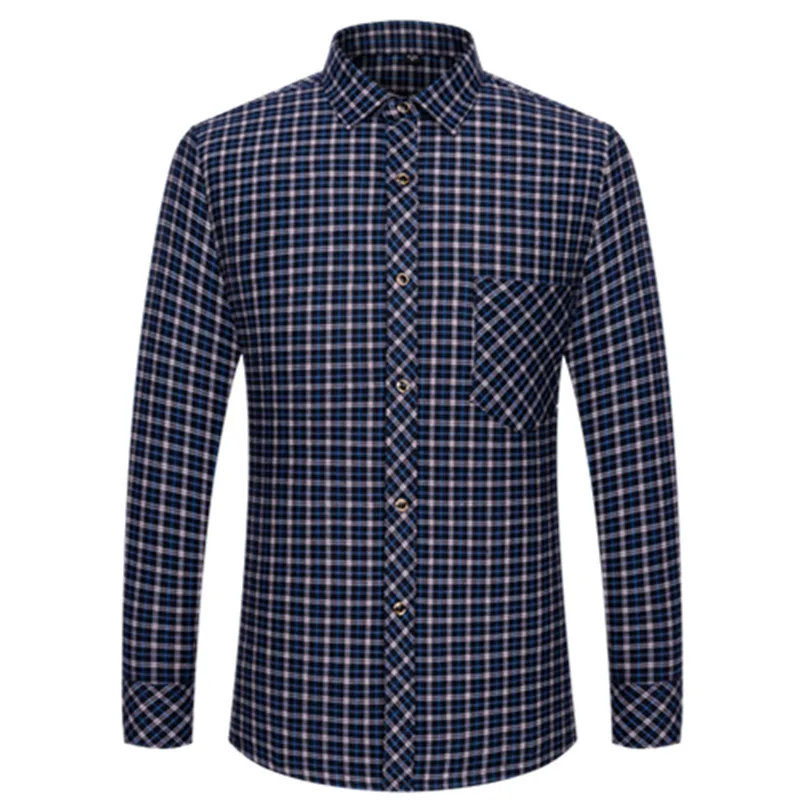 Plaid Shirts for Men Spring Autumn Casual Long Sleeve New Fashion Regular Fit Button Up Brushed Daily Outdoor Home Menswear