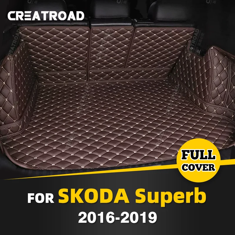 

Автомобильный коврик для багажника с полным покрытием для SKODA Superb 2016-2019 18 17, автомобильный коврик для багажника, подкладка для груза, защитные аксессуары для интерьера