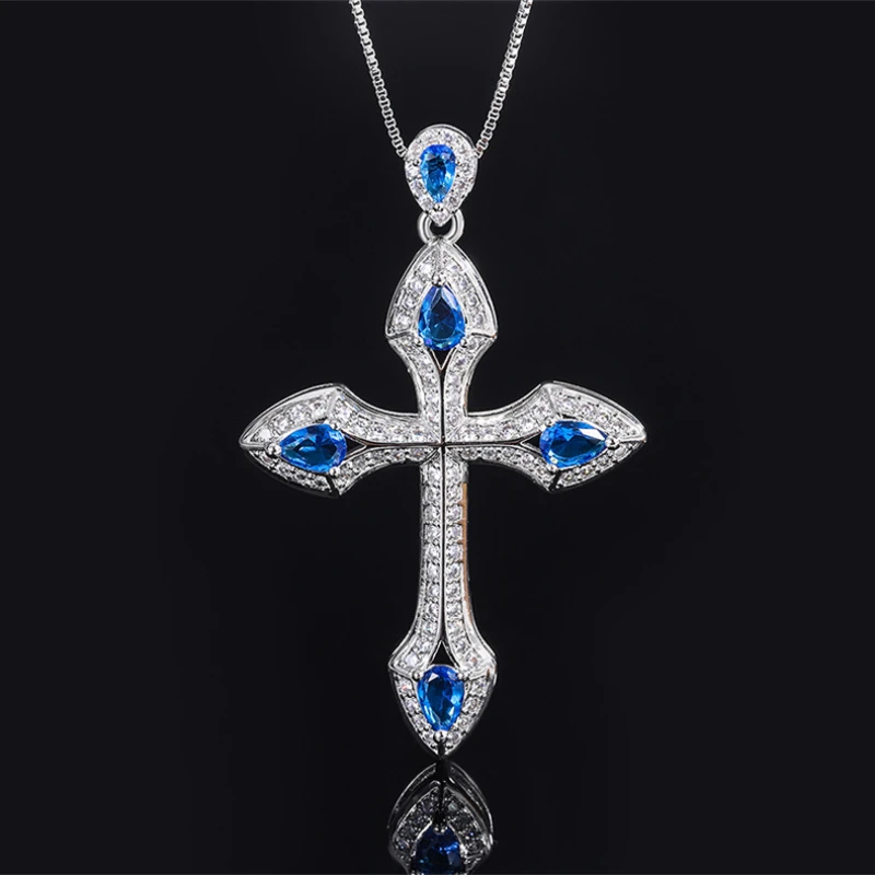 Vintage Protection Cross Power Pendant Necklace For Women Cocktail Party Fine Jewelry Gift