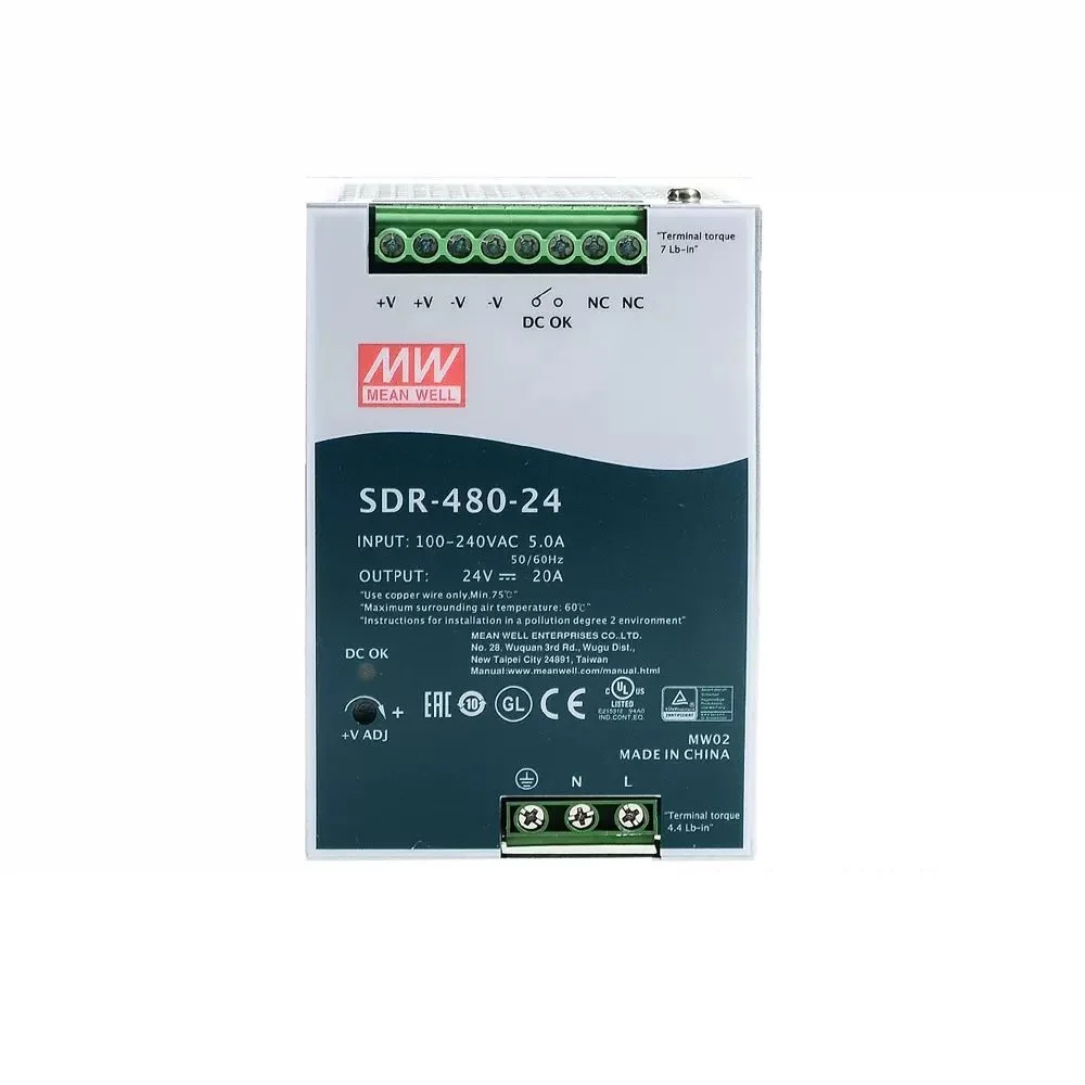 

MEAN WELL Industrial DC Voltage regulator SDR-480-24/48V Guide DC switching power Supply 480W active PFC efficient