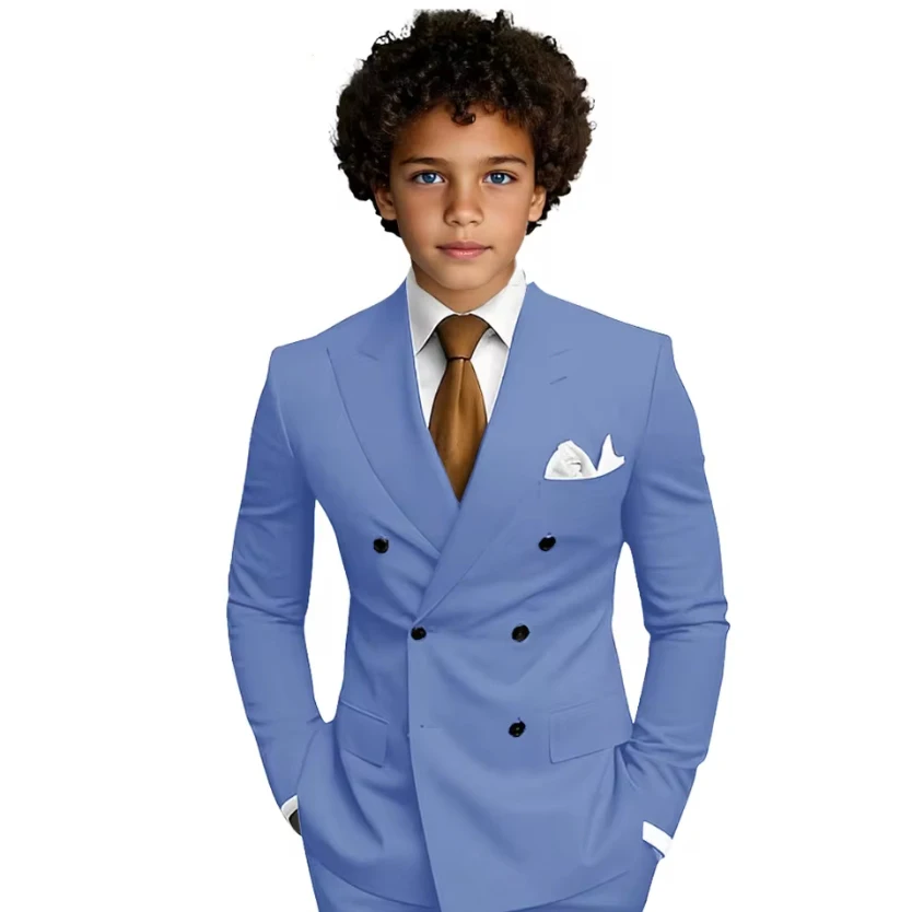 بدلات للأولاد مكونة من 3 قطع بدلة رسمية مزدوجة الصدر للأولاد بدلة سهرة بقصة ضيقة لحفلات الزفاف والحفلات الراقصة