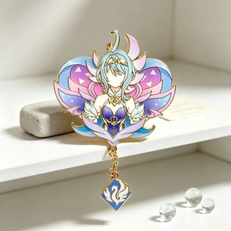 Genshin Impact Anastasya Pierro Odette Venti Badges Anime Cosplay Paimon The Seven Gods Pendant Halloween Accessories Xmas Gifts