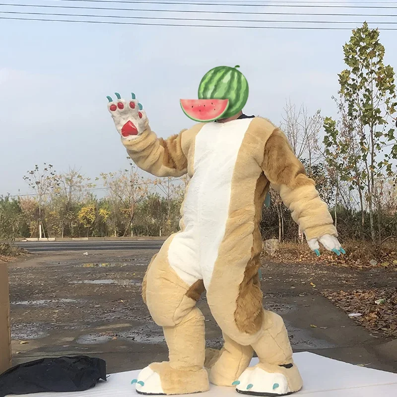 Bent Legs Husky Mascot Costumes Full Fursuit Dragon Furry Suit