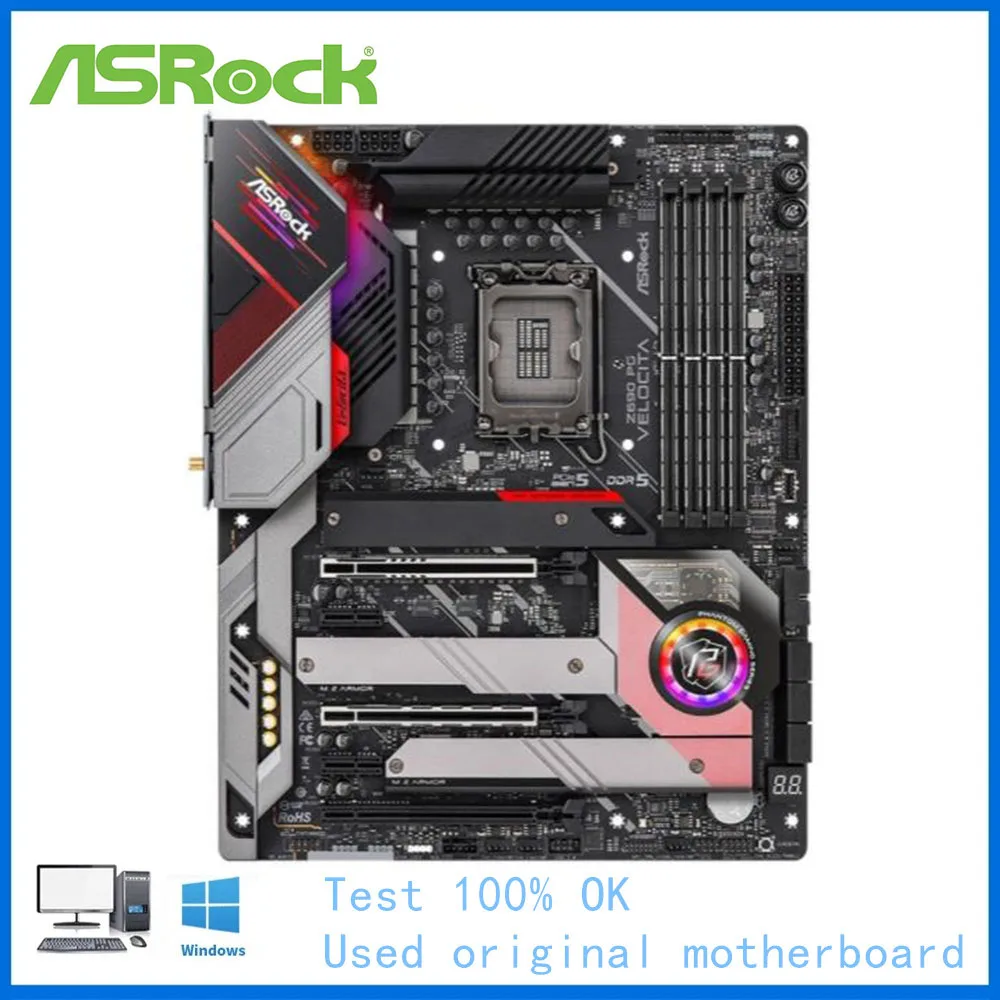 

Для intel Z690 б/у ASRock Z690 PG fast Socket LGA1700 DDR5 десктопная материнская плата 12-го поколения материнская плата с поддержкой 12900K 12700K