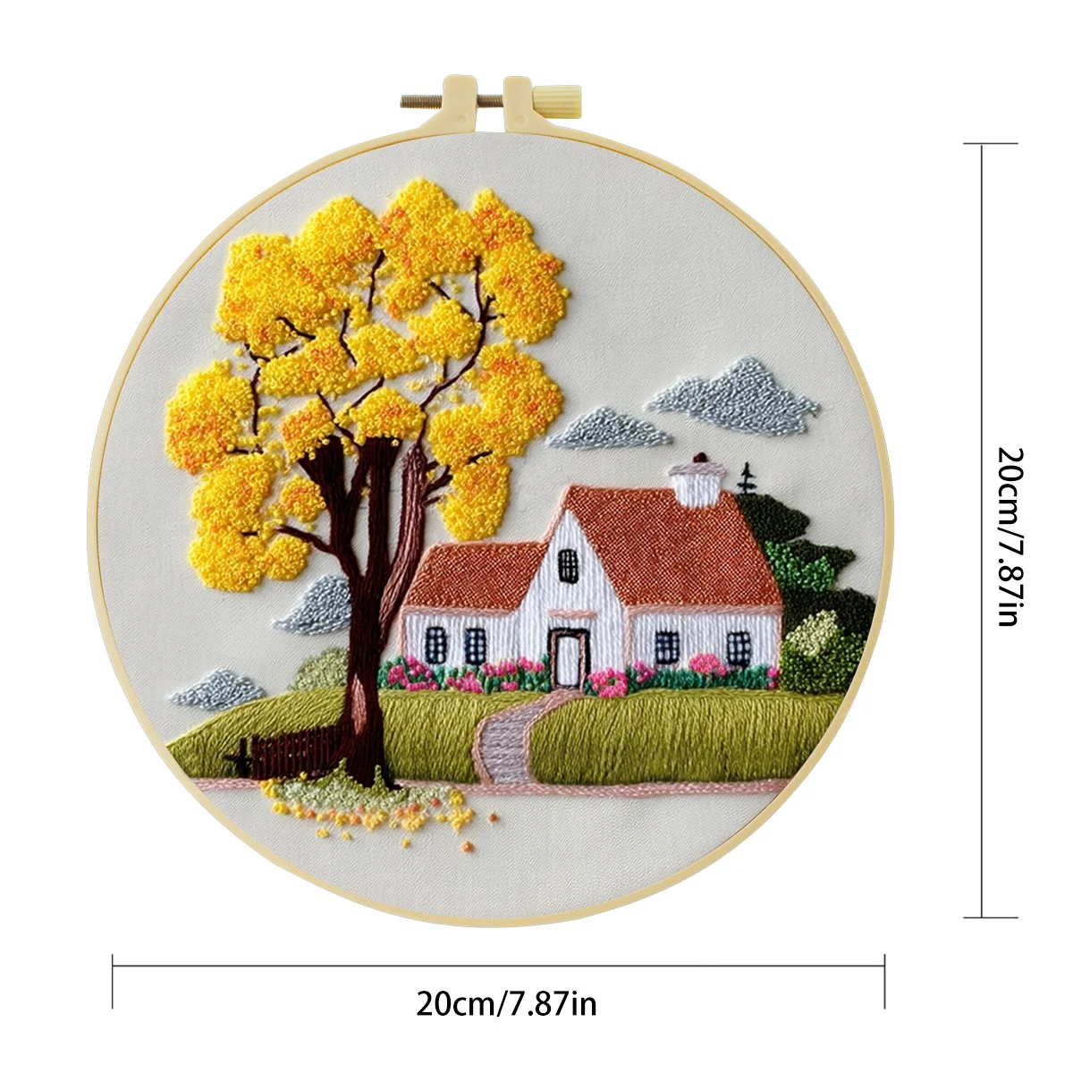 1 Stück 20X20CM/15X15CM 7,87/6,3 Zoll Baum-Stickerei-Starter-Kit DIY-Kit DIY-Stickerei-Set Handarbeiten Malerei Nähen Kunst – Detail 4