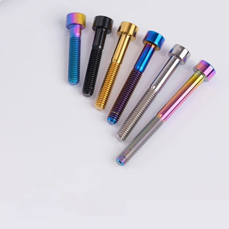 1Pcs TC4 Titanium Alloy Cup Head Hex Screws M5 x 25 30 35-50mm Cylindrical Head Allen Bolt Motocycle Accessories