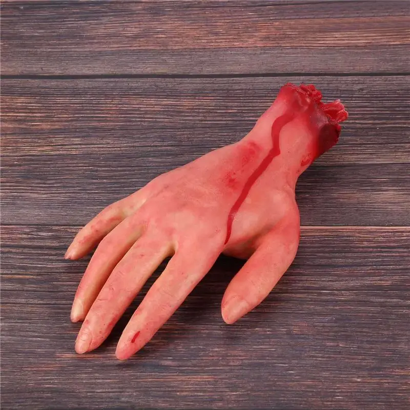 A77I Bloody Horror Scary Halloween Prop Fake Severed Life Size Arm Hand House 19 X 10.5Cm