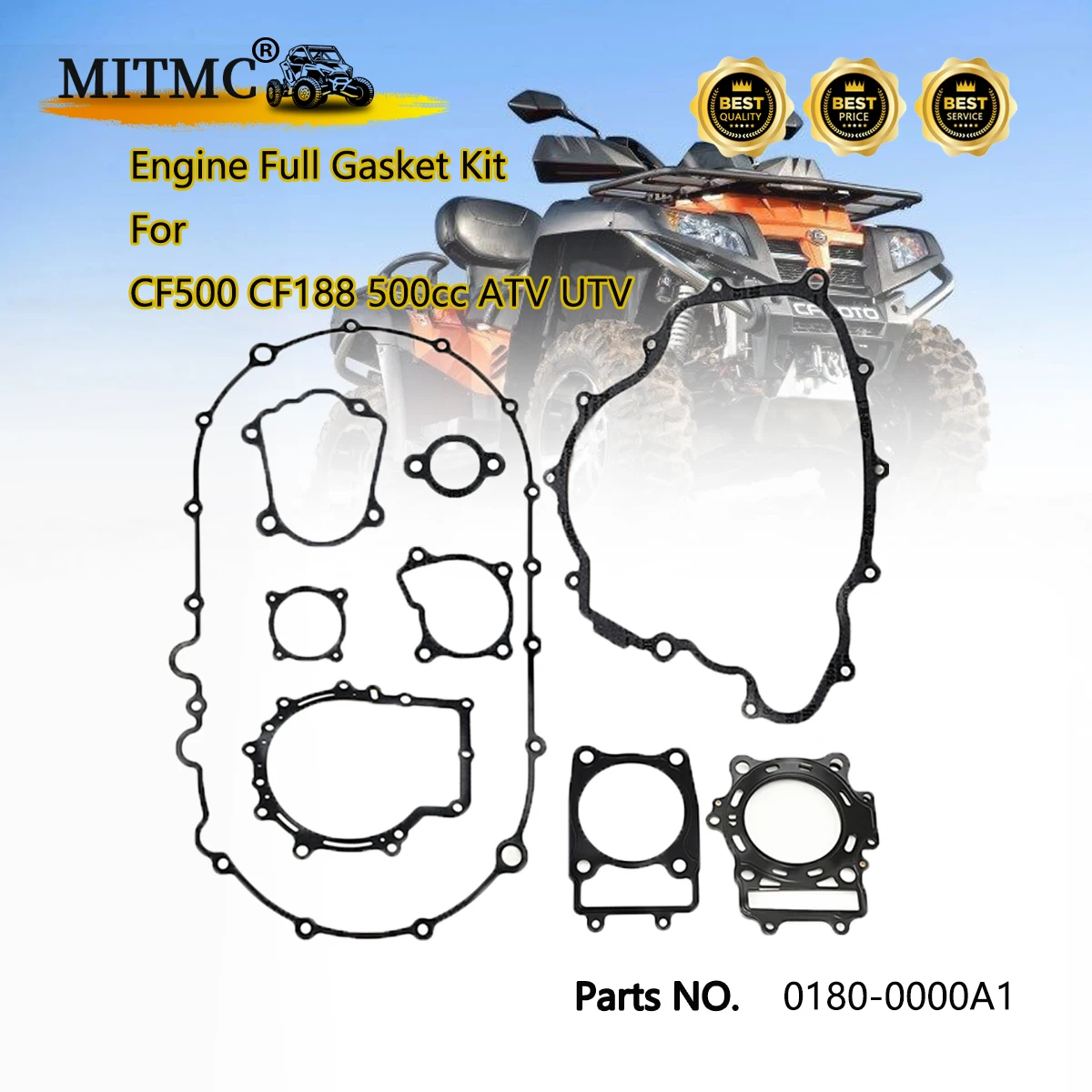 10pcs Engine Full Gasket Kit Replacement Fit for CF500 CF188 500cc CF Motor Parts ATV UTV Iron Engine Full Gasket 0180-0000A1