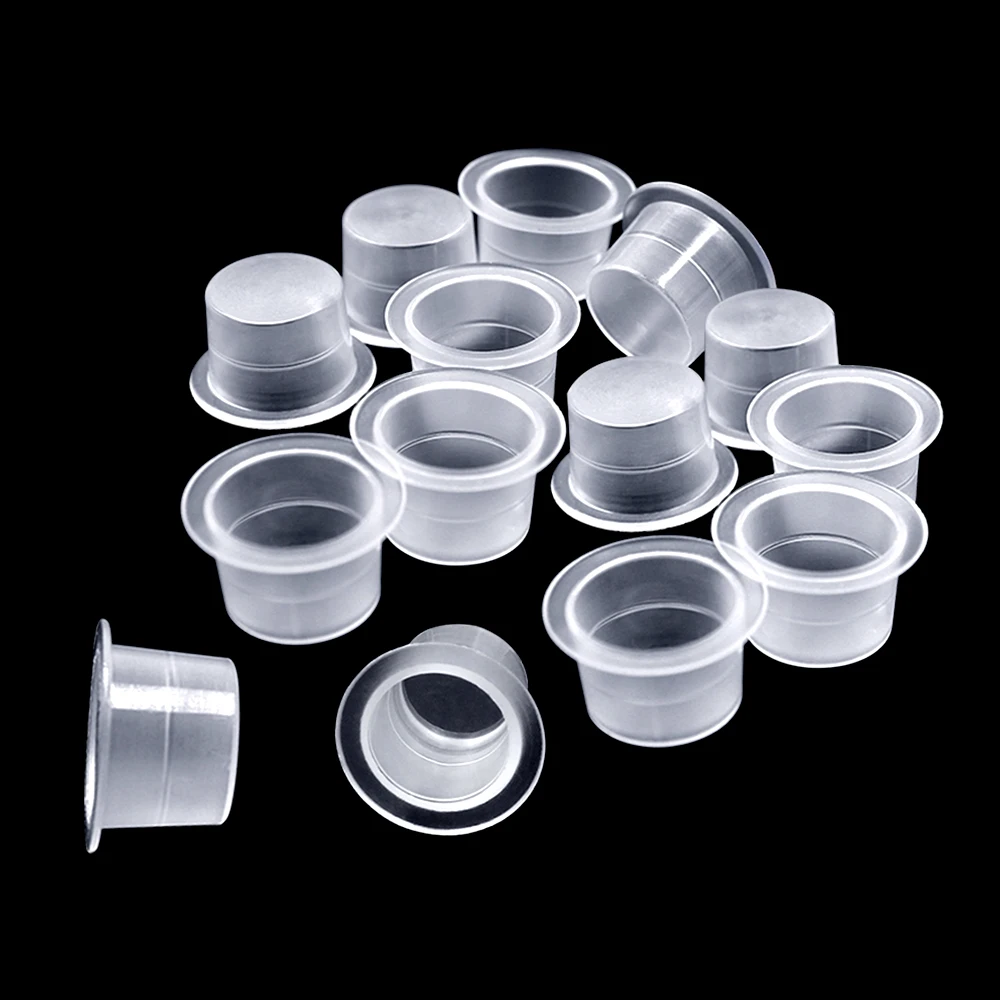 100pcs Plastic Tattoo Ink Cups Permanent Makeup Clear Pigment Container Caps for Eyebrow Tattoo Accessories