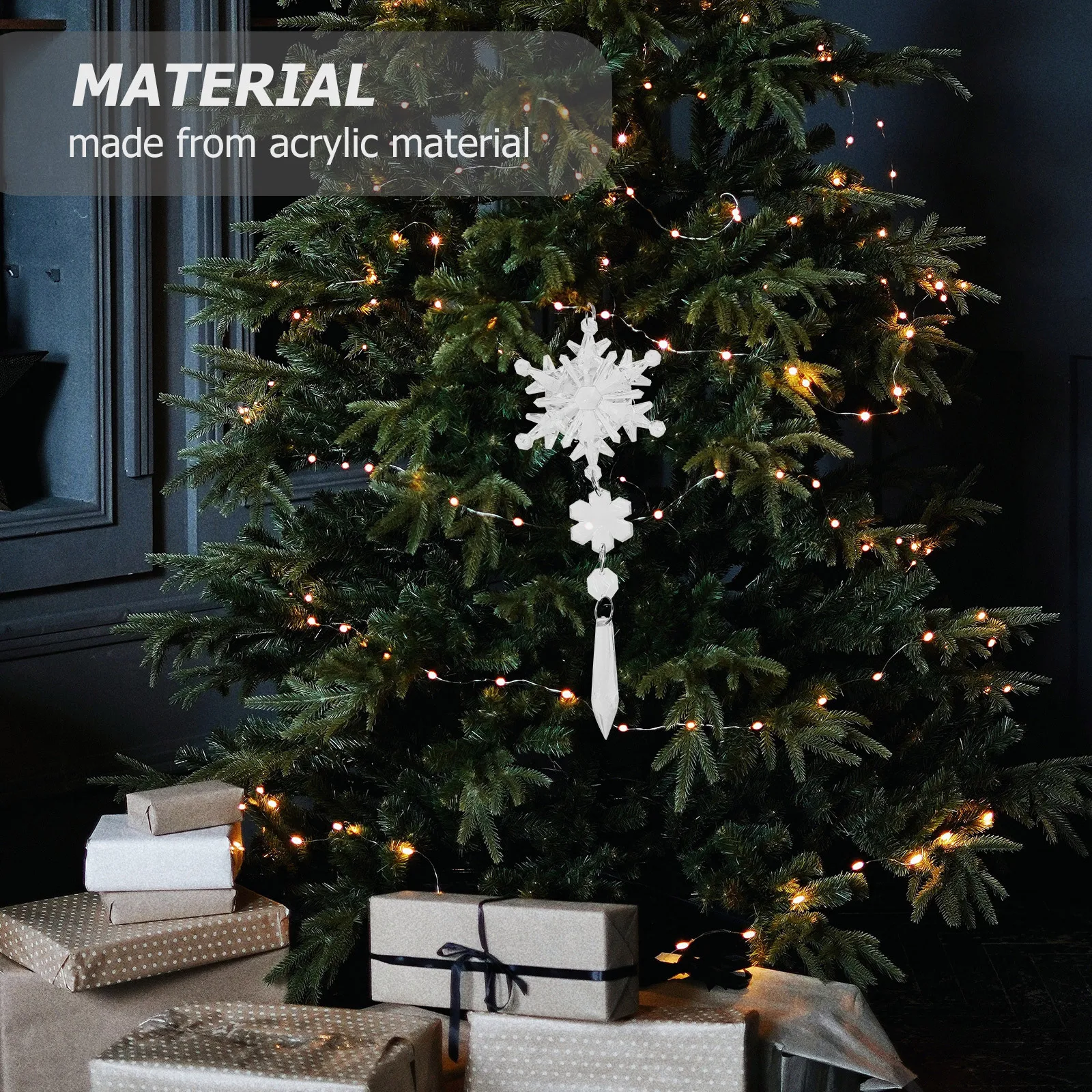 

6Pcs Snowflake Pendant Christmas Hanging Decor Acrylic DIY Ornament for Holiday Party Scene Decoration Snowflake Pendant