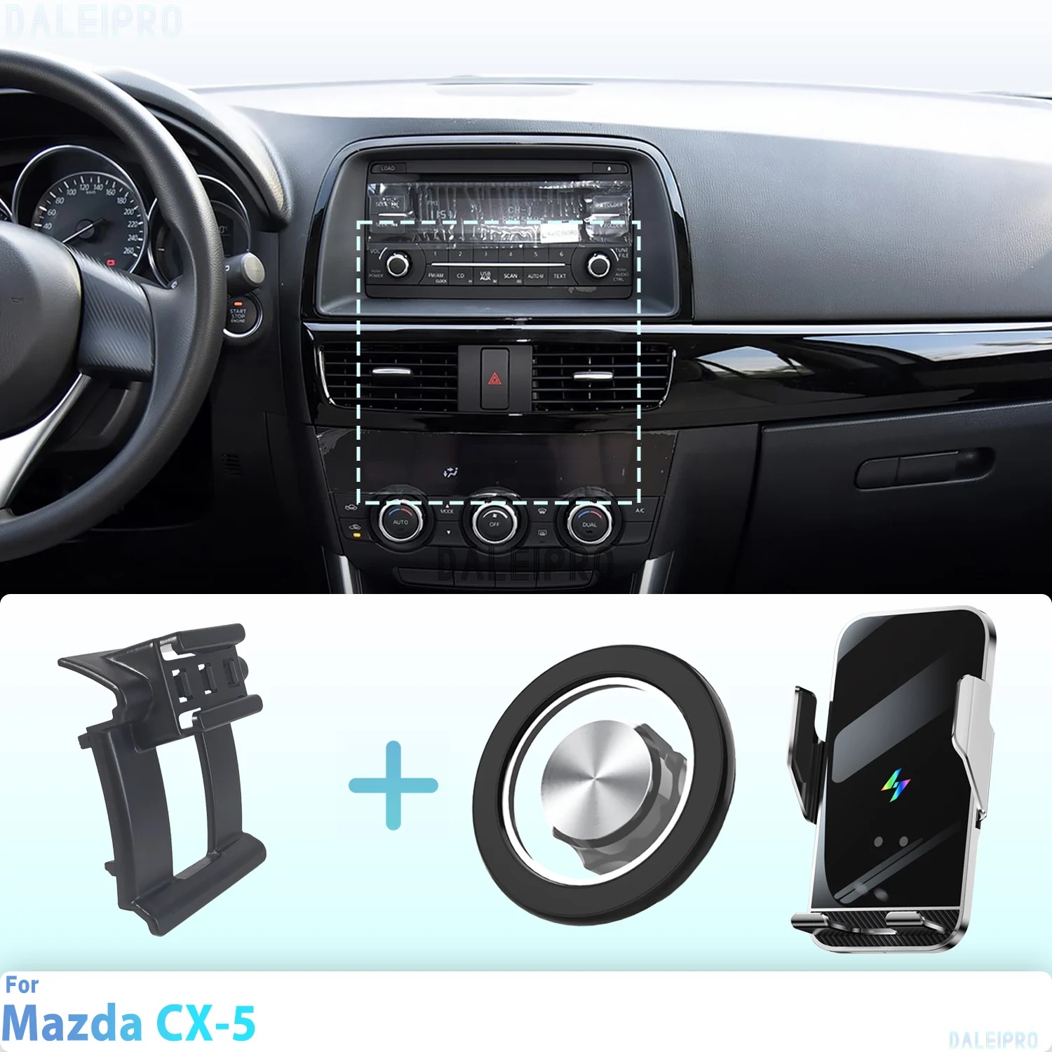Made to measure for Mazda CX-5 CX5 2015 2016 Phone Holder Car Magnetic Phone Mount Smart Sensing Wireless Charging