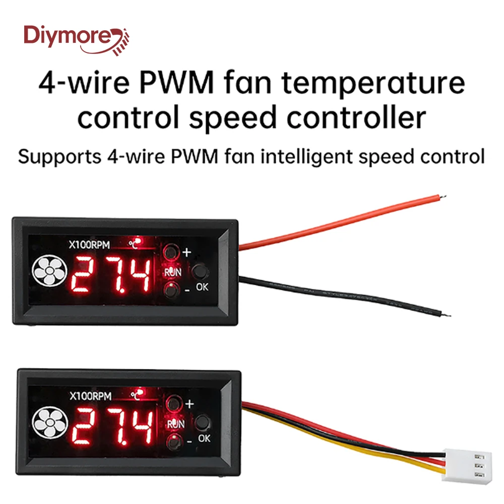 Controlador de velocidade de controle de temperatura do ventilador PWM de 4 fios Display digital Velocidade da temperatura Chassi Redução de ruído 12V 3A