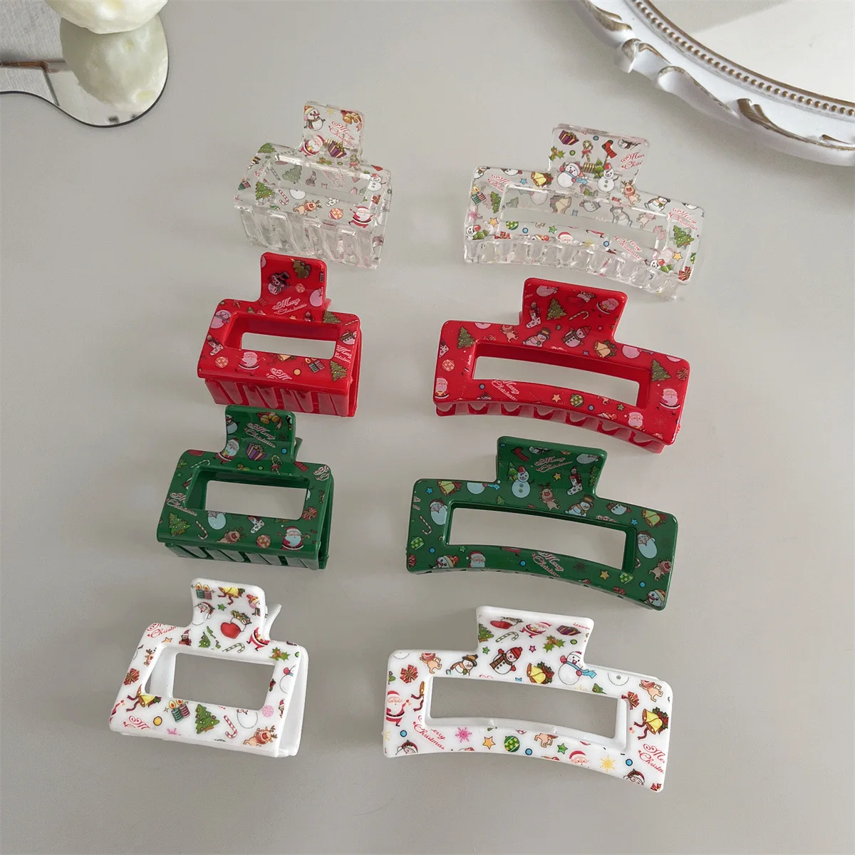 Christmas Hair Clip Cartoon Snowflake Crab Red Green Geometric Hair Claws Party Hair Accessories for Women Girls