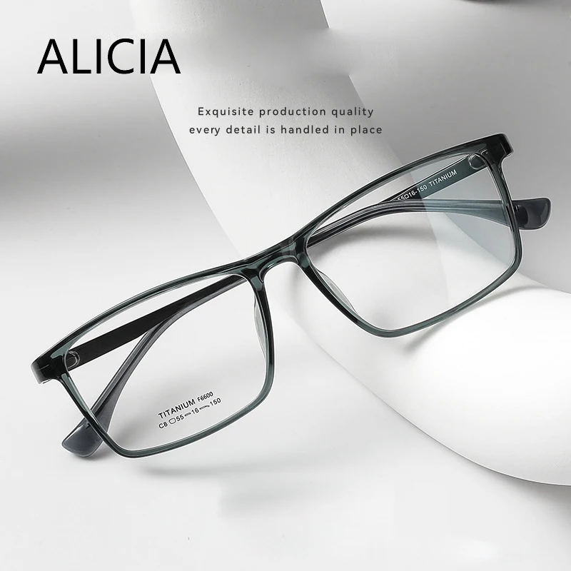 

ALICIA Fashion Square Eyeglasses Ultra Light Pure Titanium TR90 Eyewear Business Optical Prescription Eyeglasses Frames For Men