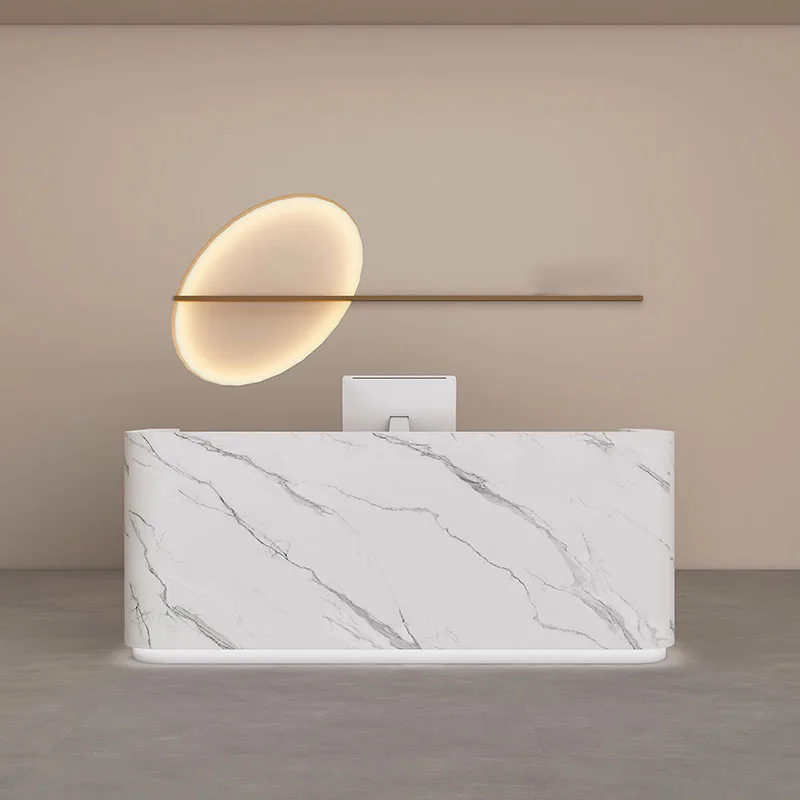 تسوق مكاتب الاستقبال الفريدة من نوعها، منظمو الشركات الجمالية، مكاتب الاستقبال، الأثاث الأبيض الأوروبي Mostrador De Tienda العصري #3