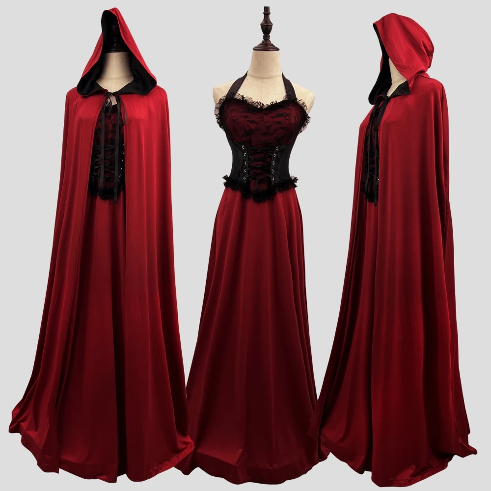 Red Cap Princ Sle Hooded Dr Erwachsene Damenkostüm Halloween Bühnenauftritt Outfit Ballkleid Par Kleidung