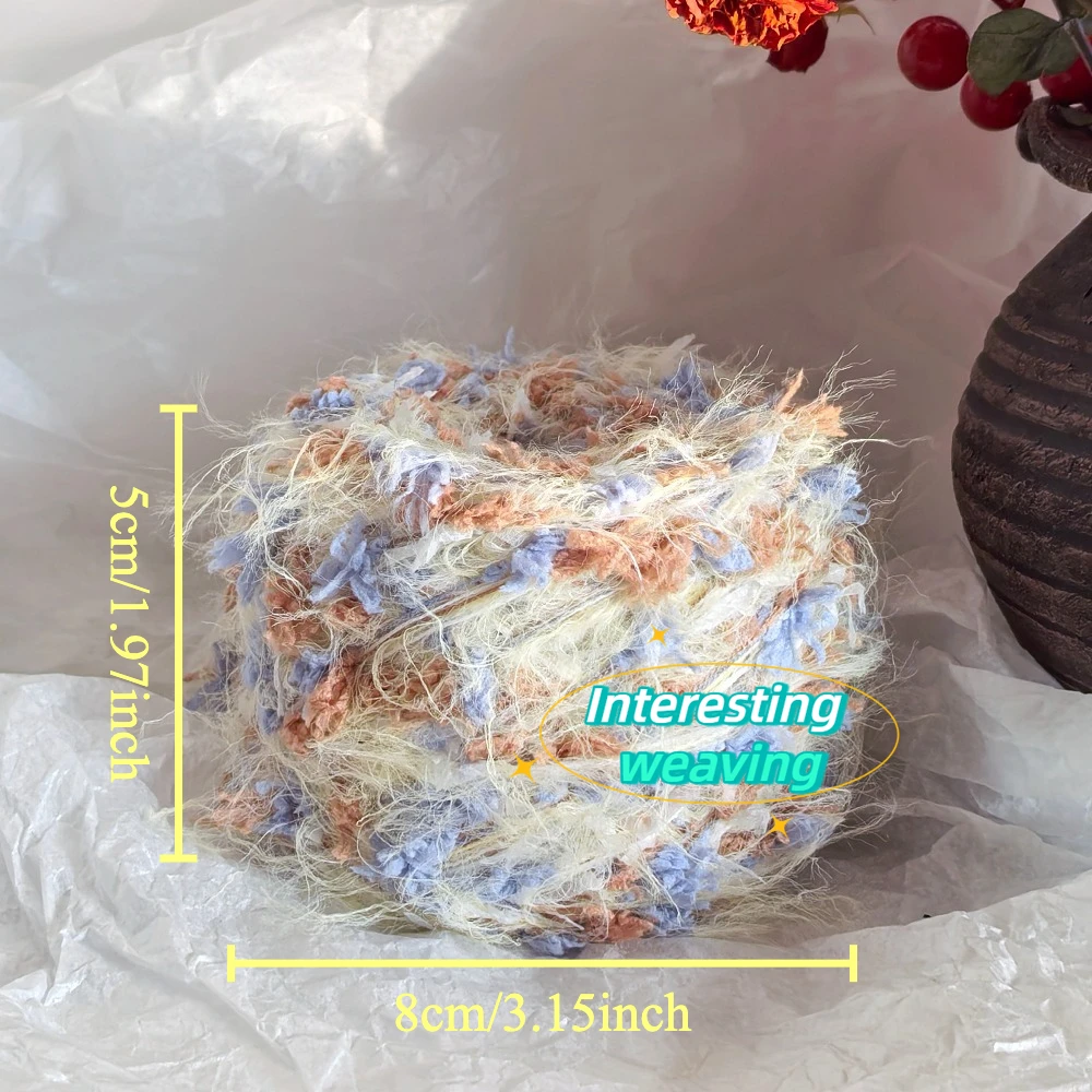 50g Sea Salt Caramel Mixed Color Hand Mixed Thread,DIYcrochet Bag Scarf Hair Accessories Special Soft Glutinous Tassel Yarn Ball