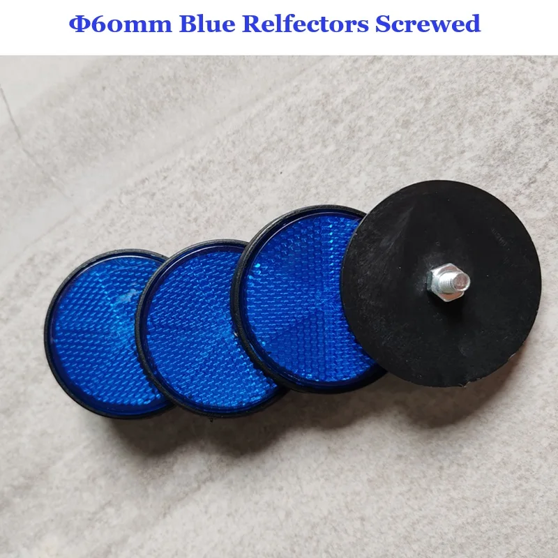 Φ60mm Circular Blue Reflectors Screwed Motorcycle Side Mark Tail Signal Part RVs Tractor Rear Accessories Night Warn Reflector