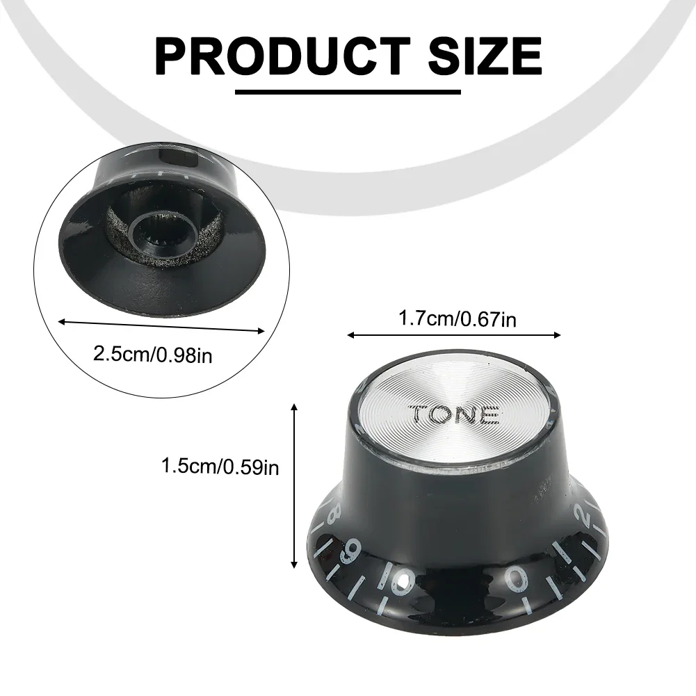 Guitar 2 Tone 2 Volume Control Knob Parts For Gibson Les Paul Epiphone SG 6mm Guitar Diameter Pot Silver Hat Bell Accessories