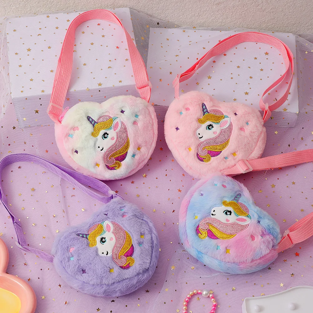 Kawaii Plush Crossbody Bag with Adjustable Shoulder Strap Cute Fluffy Unicorn Shoulder Purses Unique Handbag Tote with Zipper - view 5