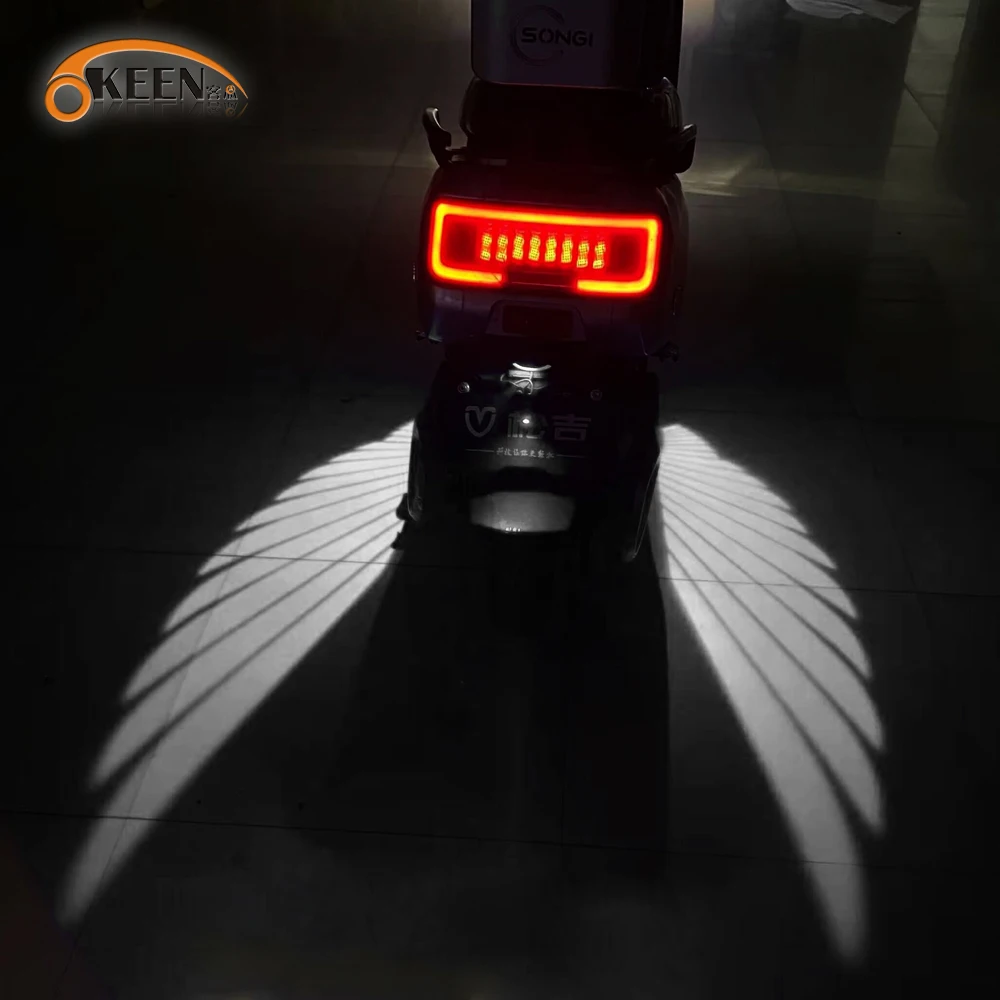 MINAZ LED Light 2PCS Motorcycle Angel Wings Welcome Light Rearview Mirror Welcome Light Angel Wings Carpet Projection