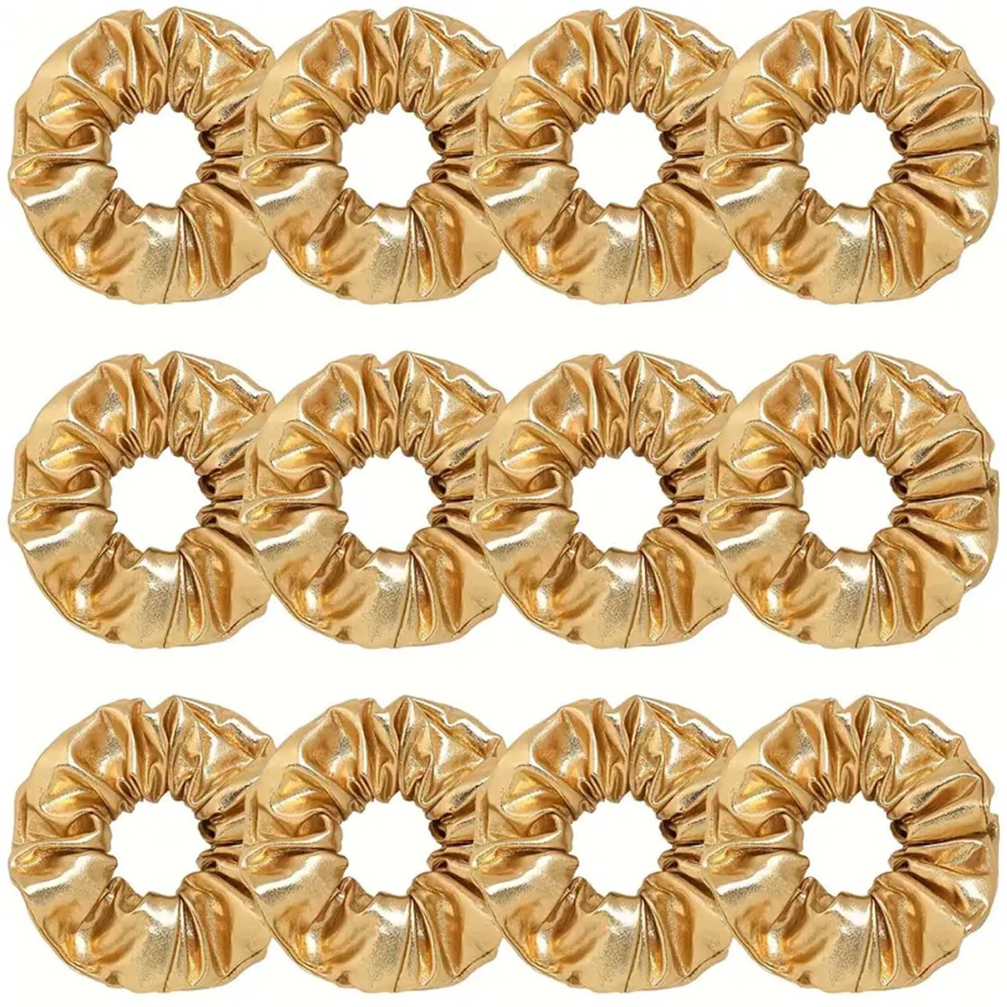 6Pcs/20Pcs Metallic Silver Gold Hair Scrunchies Wholesale Leather Cheerleading Scrunchies Girl Ponytail Holder Elastic Hair Band