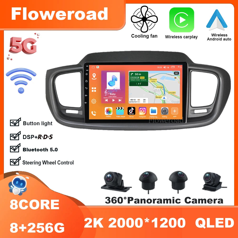 

9 Inch Android 13 For Kia Sorento 3 2014 - 2017 Radio Multimedia Video Player Navigation stereo GPS Carplay Auto BT5.0 5GWiFi