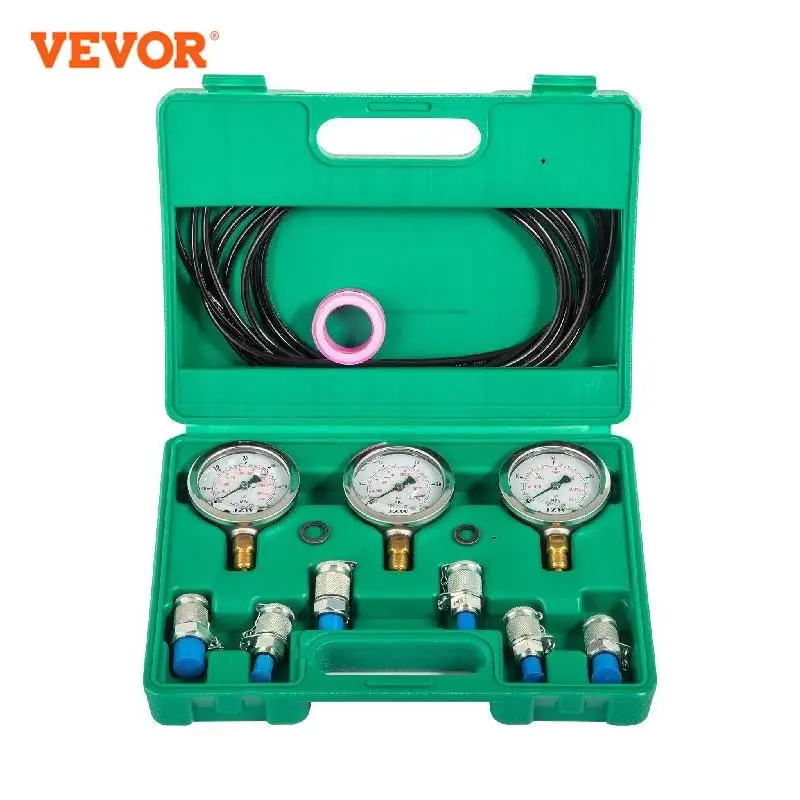 VEVOR 0-60Mpa Hydraulic Pressure Gauge Test Kit With Portable Case Digital Manometer Measurement Instruments for Excavators Use