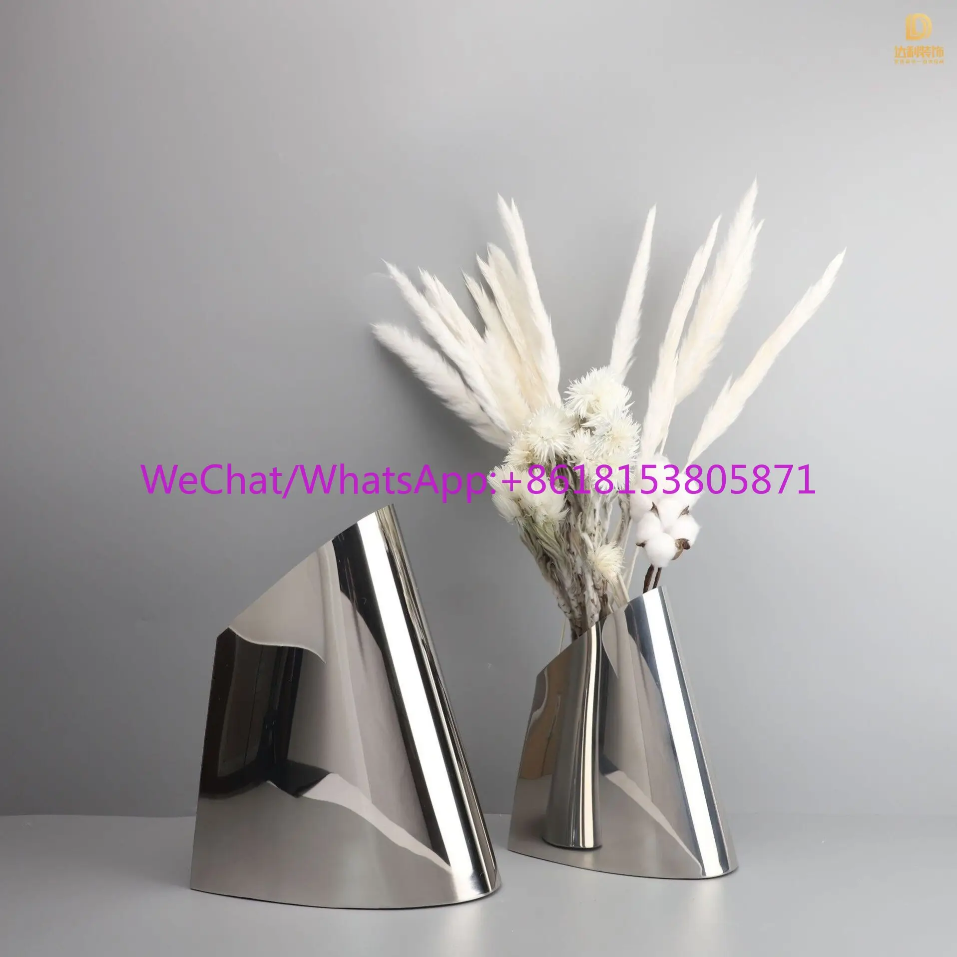 Nordic simple creative stainless steel silver flower model room office home living room